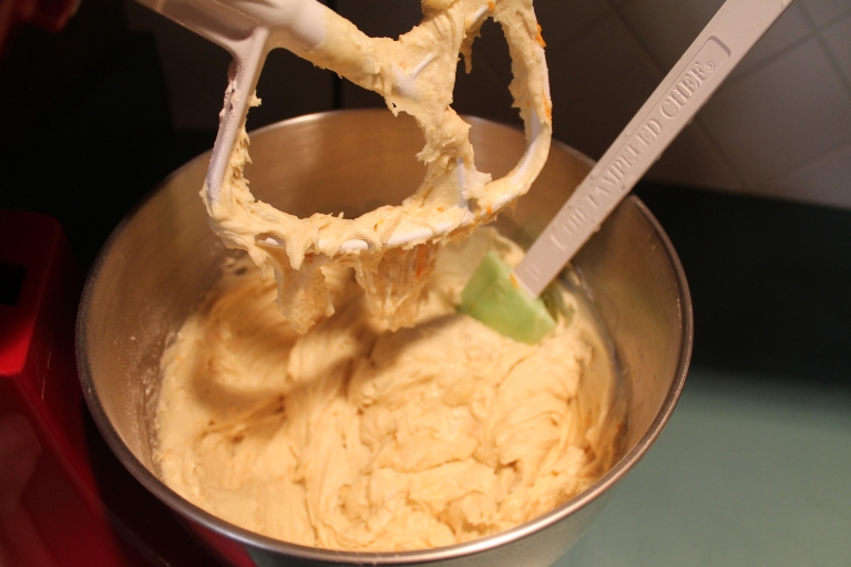 finished batter in mixer